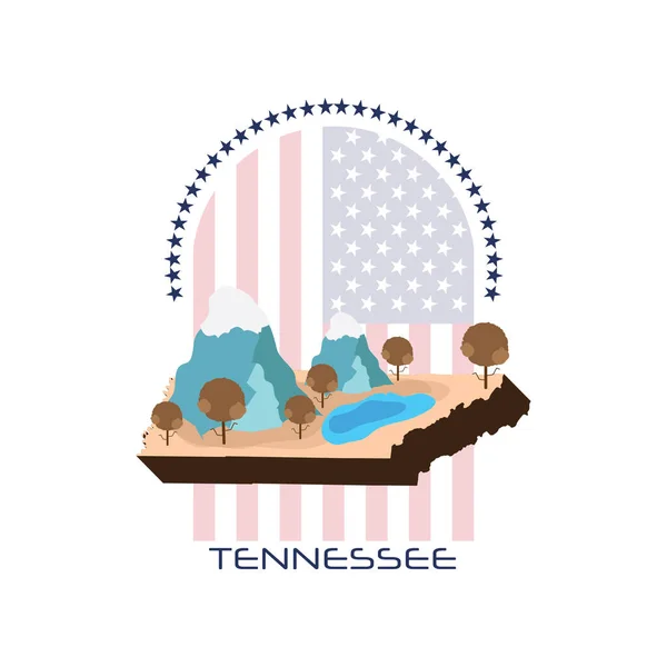 Vetor Ícone Tennessee Com Bandeira Cidade América —  Vetores de Stock