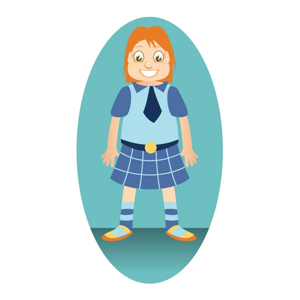 Vektor Illustration Eines Niedlichen Kleinen Mädchens Einem Blauen Kleid Mit — Stockvektor