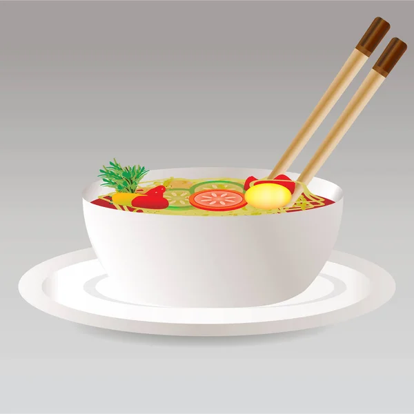 Japansk Matmeny Med Ätpinnar Och Grönsaker — Stock vektor