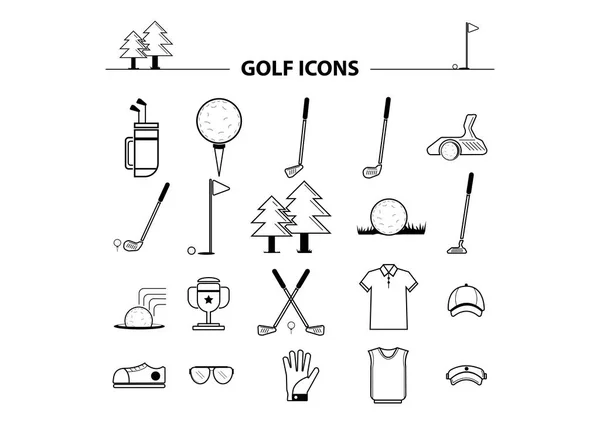 Golf Felszerelés Ikonok Beállítva Vektor Illusztráció — Stock Vector