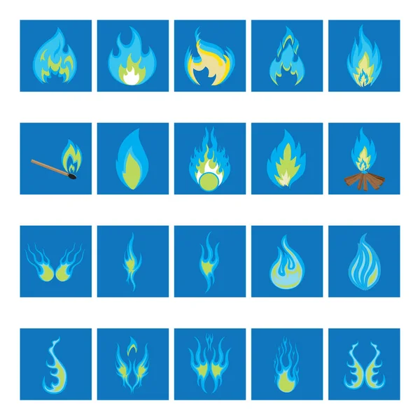 Conjunto Iconos Fuego Vectorial — Vector de stock