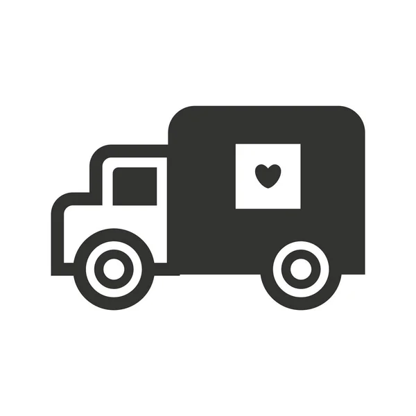 Camion Avec Icône Ligne Vectorielle Cardiaque Isolé Sur Blanc — Image vectorielle
