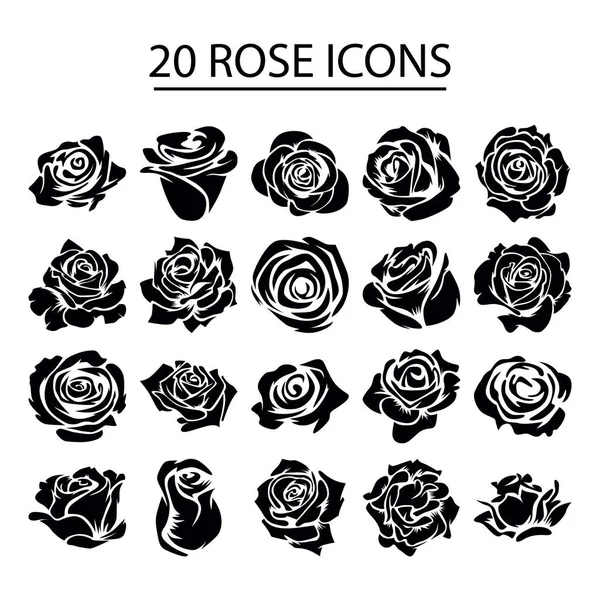 Vector Conjunto Rosas Negras — Archivo Imágenes Vectoriales