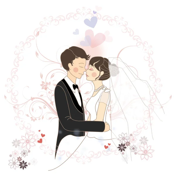 Pareja Boda Enamorada — Vector de stock