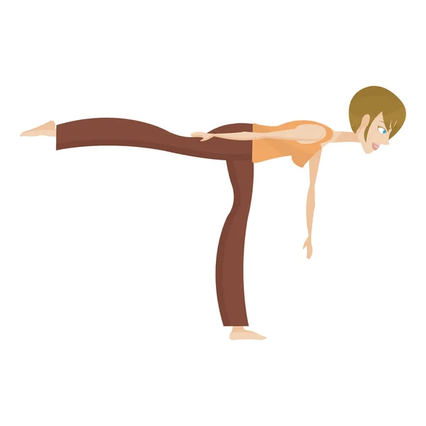 Mädchen Praktizieren Yoga Farbvektor Illustration — Stockvektor