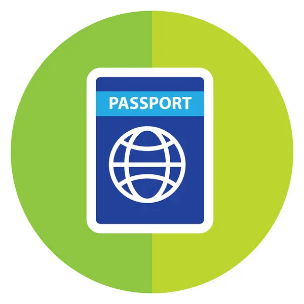 Uzun Gölgeli Pasaport Vektör Simgesi Seyahat — Stok Vektör