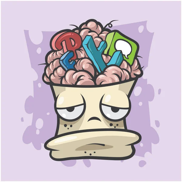 Personaje Dibujos Animados Cerebro Con Chapoteo — Vector de stock