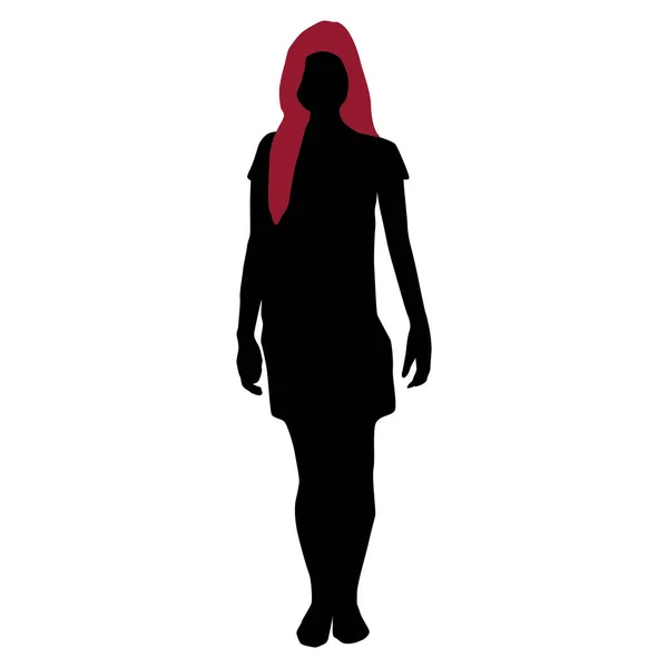 Vektorsilhouette Einer Frau Einem Schwarzen Kleid — Stockvektor