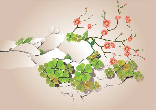 Abstrakter Hintergrund Mit Blättern Und Blumen — Stockvektor