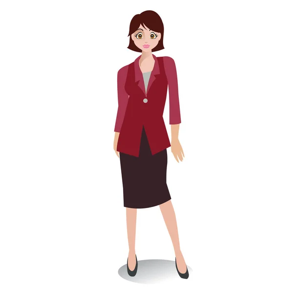 Mujer Negocios Traje Rojo Corbata Ilustración Vectorial — Vector de stock