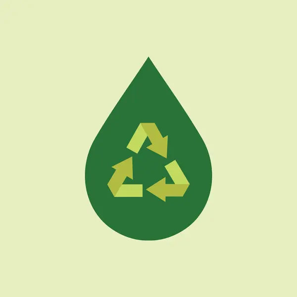 Illustration Eines Langen Schatten Recycling Symbols Mit Einem Tropfen — Stockvektor