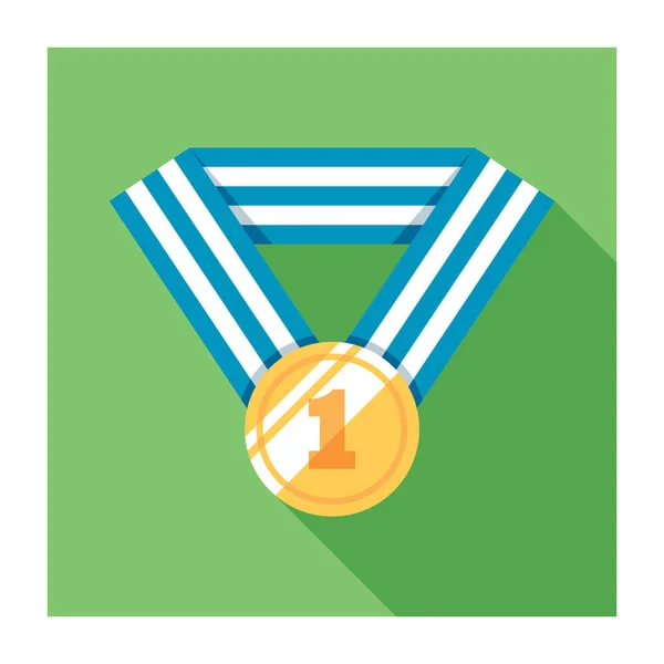 Icono Medalla Estilo Plano Sobre Fondo Verde — Vector de stock