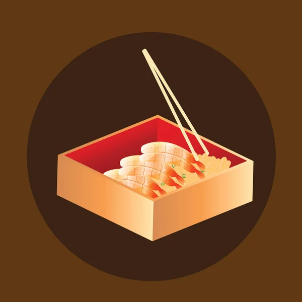Japanese Food Sushi Chopsticks Vector Illustration — Stock Vector