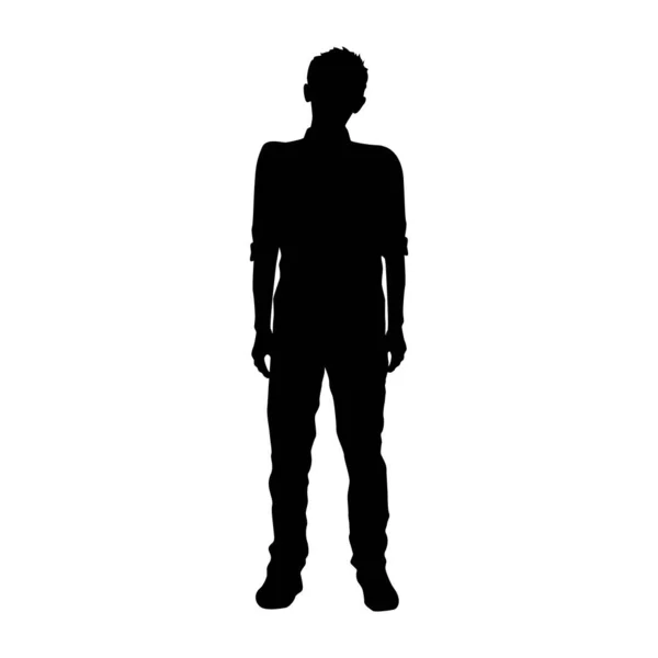 Silhouette Homme Avec Sac Dos Sur Fond Blanc — Image vectorielle