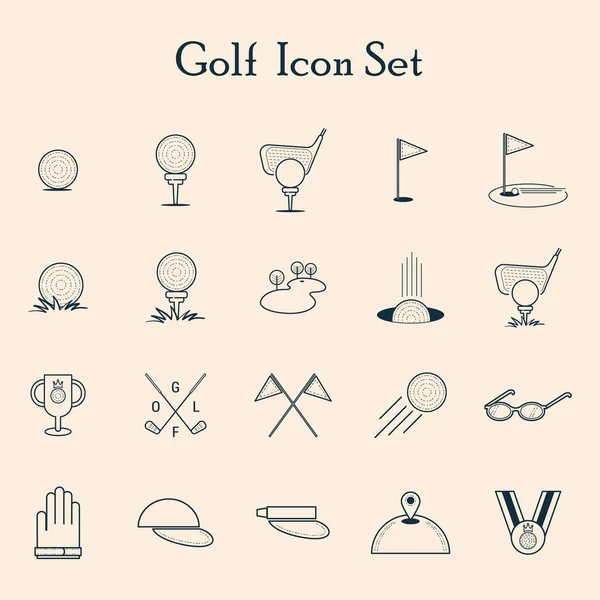 Set Icone Del Golf Club Della Palla — Vettoriale Stock