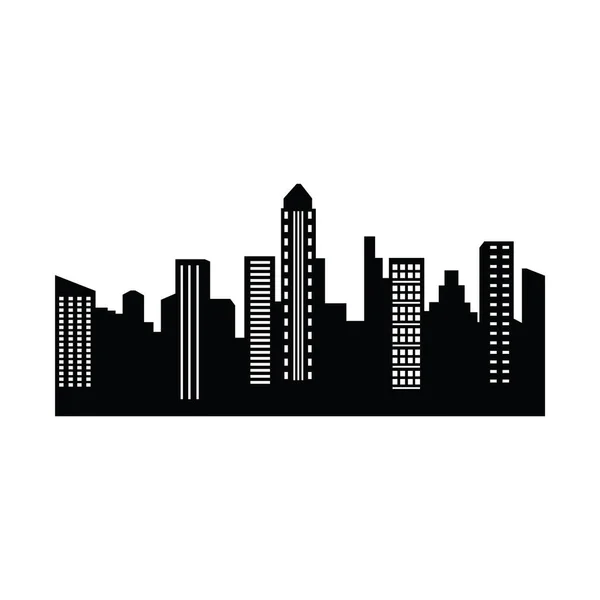 Silueta Horizonte Ciudad Con Paisaje Urbano Negro Fondo Blanco Ilustración — Vector de stock