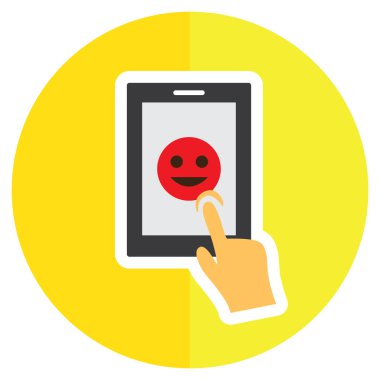 Konuşma baloncuğuyla akıllı telefonu tutarken