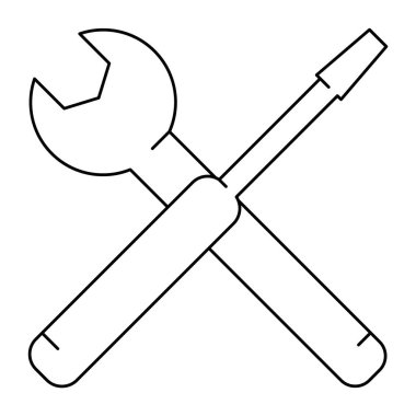 İngiliz anahtarı ve tornavida simgesinin vektör çizimi