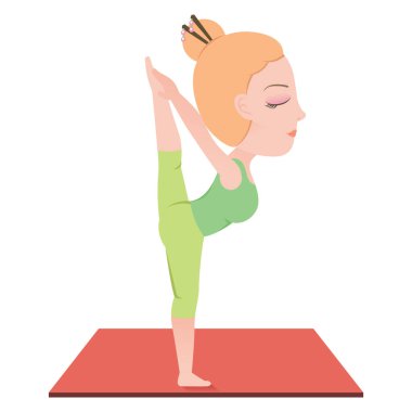 Yoga yapan kız renk vektörü çizimi yapıyor