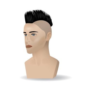 Mohawk 'lı bir adamın kafasının vektör çizimi