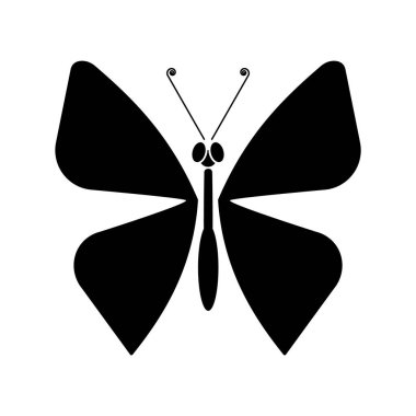 Kelebek ikonu. Siyah illüstrasyon, grafik ve web tasarımı için beyaz arkaplanda izole edildi. vektör