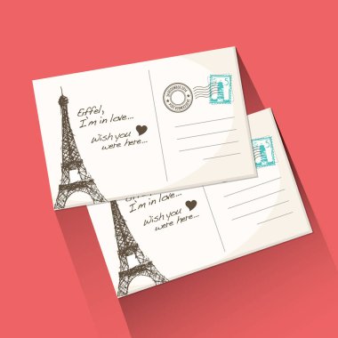 Paris, Eyfel Kulesi. vektör illüstrasyonu.