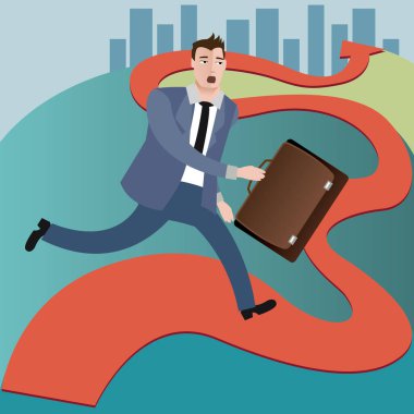 İş adamı yolda koşuyor.