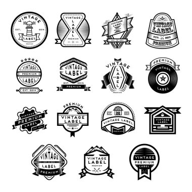 vintage etiketlerin ve rozetlerin vektör kümesi