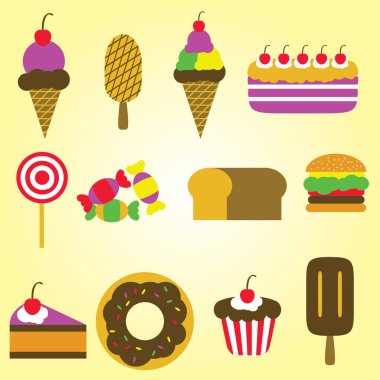 Pasta ve keklerin vektör kümesi