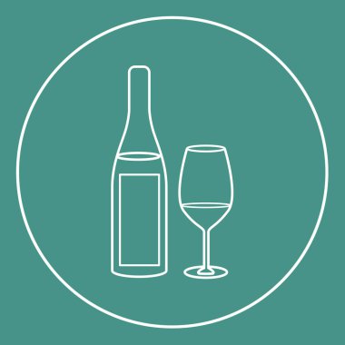 şarap cam ikonu, vektör illüstrasyonu