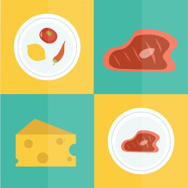 Mutfak, yemek ikonu. Vektör illüstrasyonu  