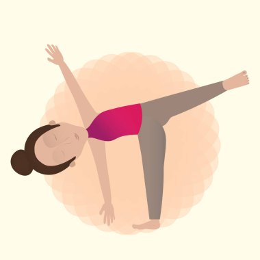 Yoga yapan kız renk vektörü çizimi yapıyor