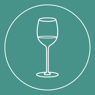 şarap cam ikonu, vektör illüstrasyonu