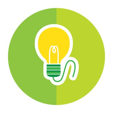 Düz renk daire şeklinde ampul simgesi. vektör illüstrasyonu