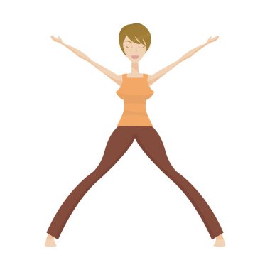 Yoga yapan kız renk vektörü çizimi yapıyor