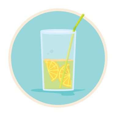 Limon vektör resimli bir bardak kokteyl.