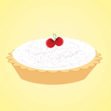 Kirazlı bir pastanın vektör çizimi