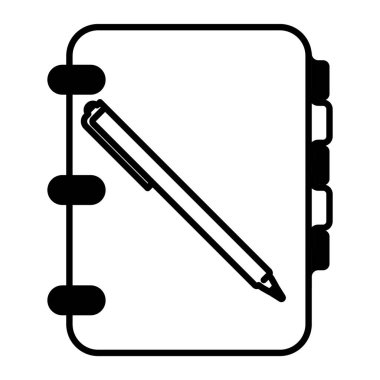 Beyaz arkaplanda izole edilmiş siyah şekildeki kalem simgesi. okul sembolü illüstrasyonu.