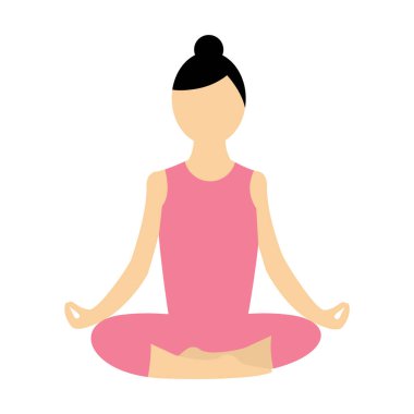 Nilüfer çiçeğinin üzerinde oturan kadın yoga pozu veriyor..