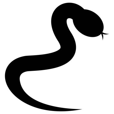 Beyaz arkaplanda siyah şekilli yılan simgesi var. hayvan sembolü çizimi.