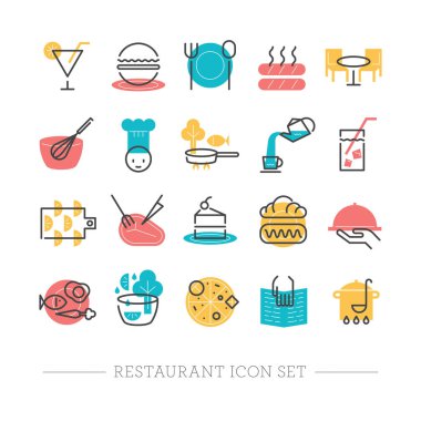 kullanıcı arayüzü tasarımı için yiyecek ve mutfak vektör simgeleri