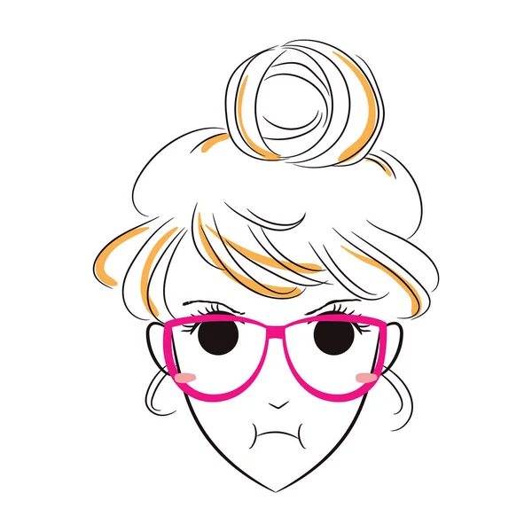 Vektor Illustration Eines Niedlichen Mädchens Mit Brille — Stockvektor