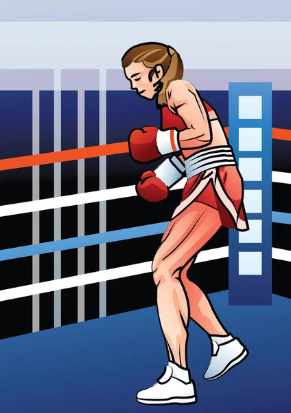 Illustration Vectorielle Une Jeune Femme Uniforme Boxe — Image vectorielle