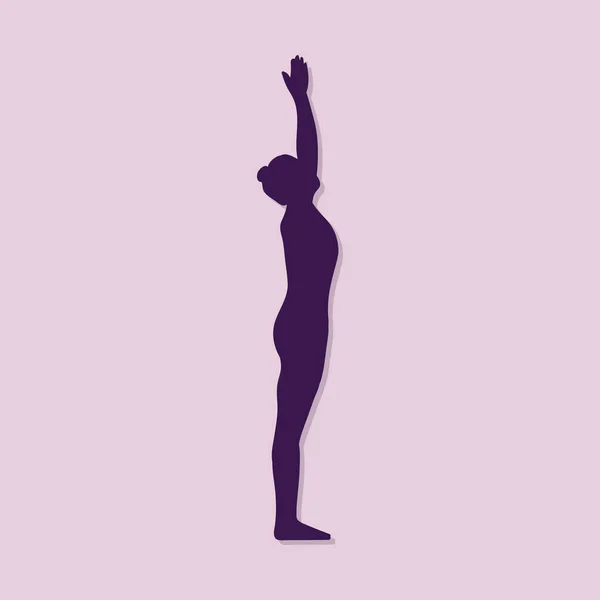 Silhouette Einer Frau Beim Yoga — Stockvektor