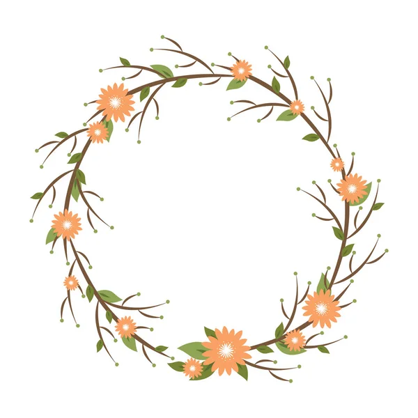 Corona Floral Acuarela Con Hojas Flores Aisladas Sobre Fondo Blanco — Vector de stock