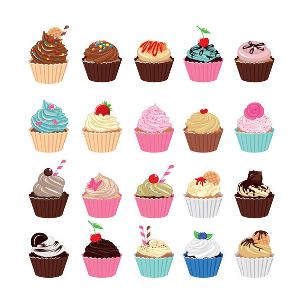 set of different cakes