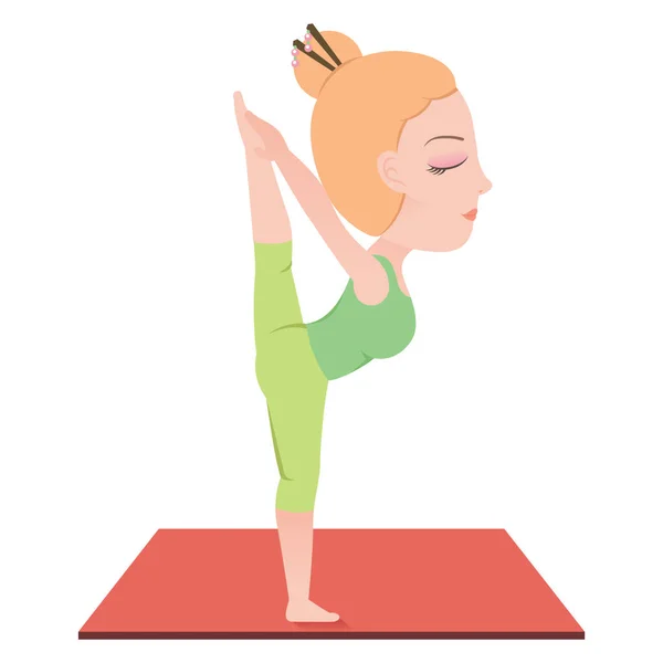 Ragazza Che Pratica Yoga Colore Vettoriale Illustrazione — Vettoriale Stock