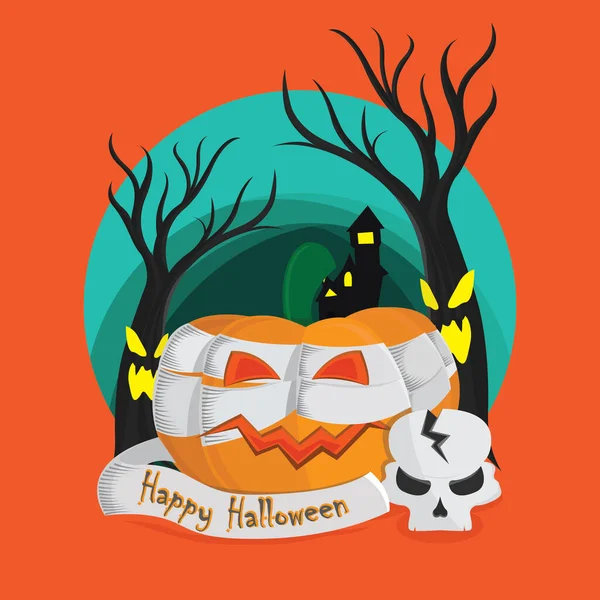 Halloween Fond Avec Citrouille Chauves Souris — Image vectorielle