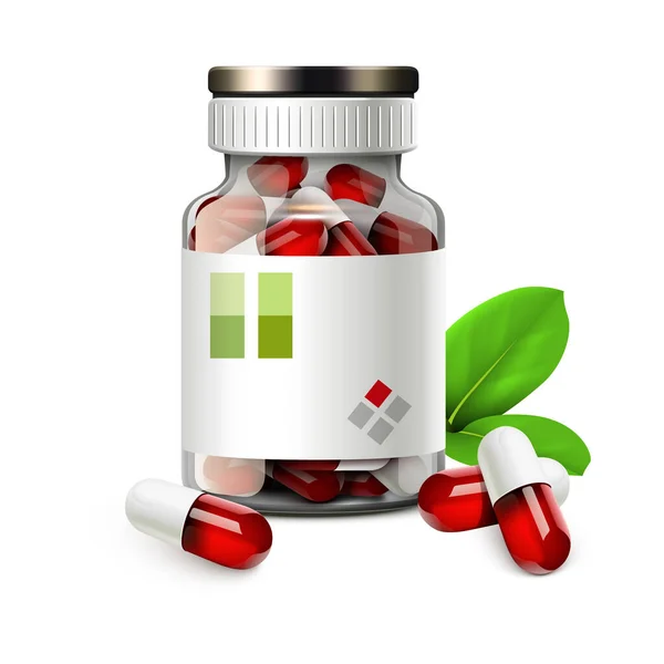 Pharmacy Bottle Pills Medicine Bottles White Background — Stock Vector