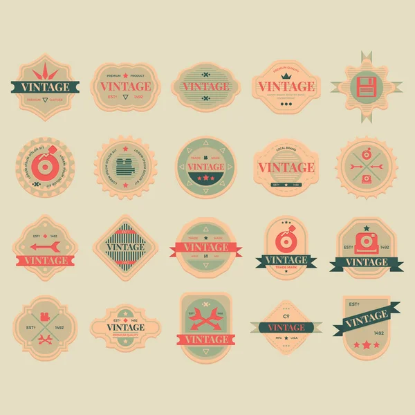 Set Vintage Etiketten Badges — Stockvector